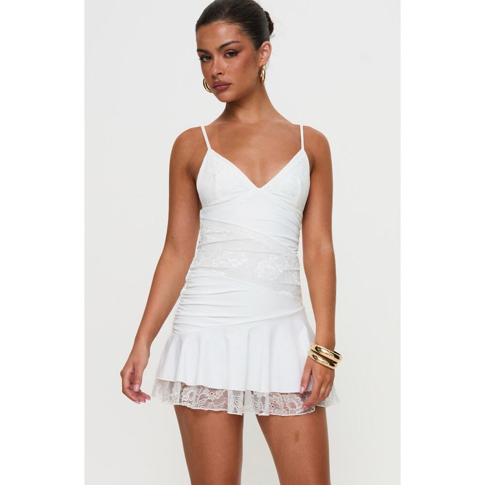New Princess Polly Love Is Alive Lace Mini Dress White Sleeveless Women's 4